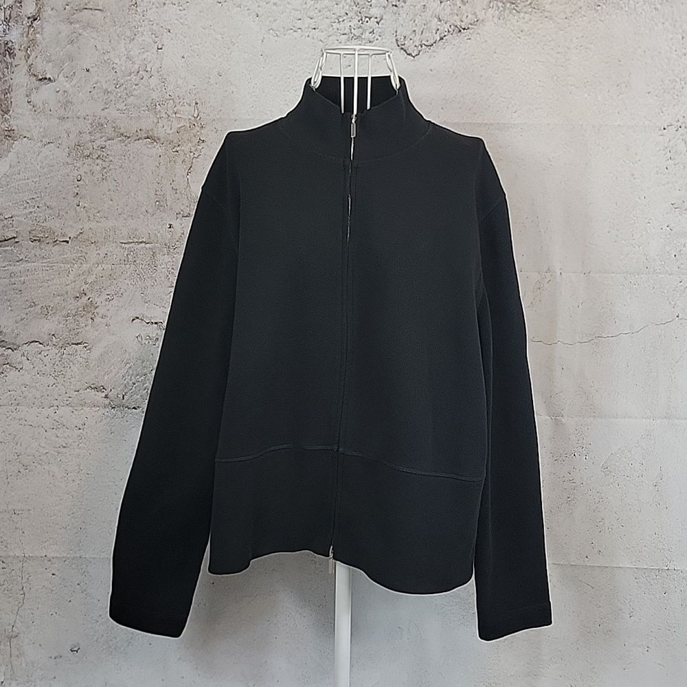 Faconnable Black Full Zip Knit Jacket Womens Size XL
